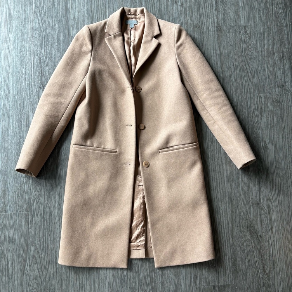 COS camel wood coat size 2 (XS)